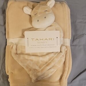 Tahari Baby Plush Blanket with Lovey - Beige